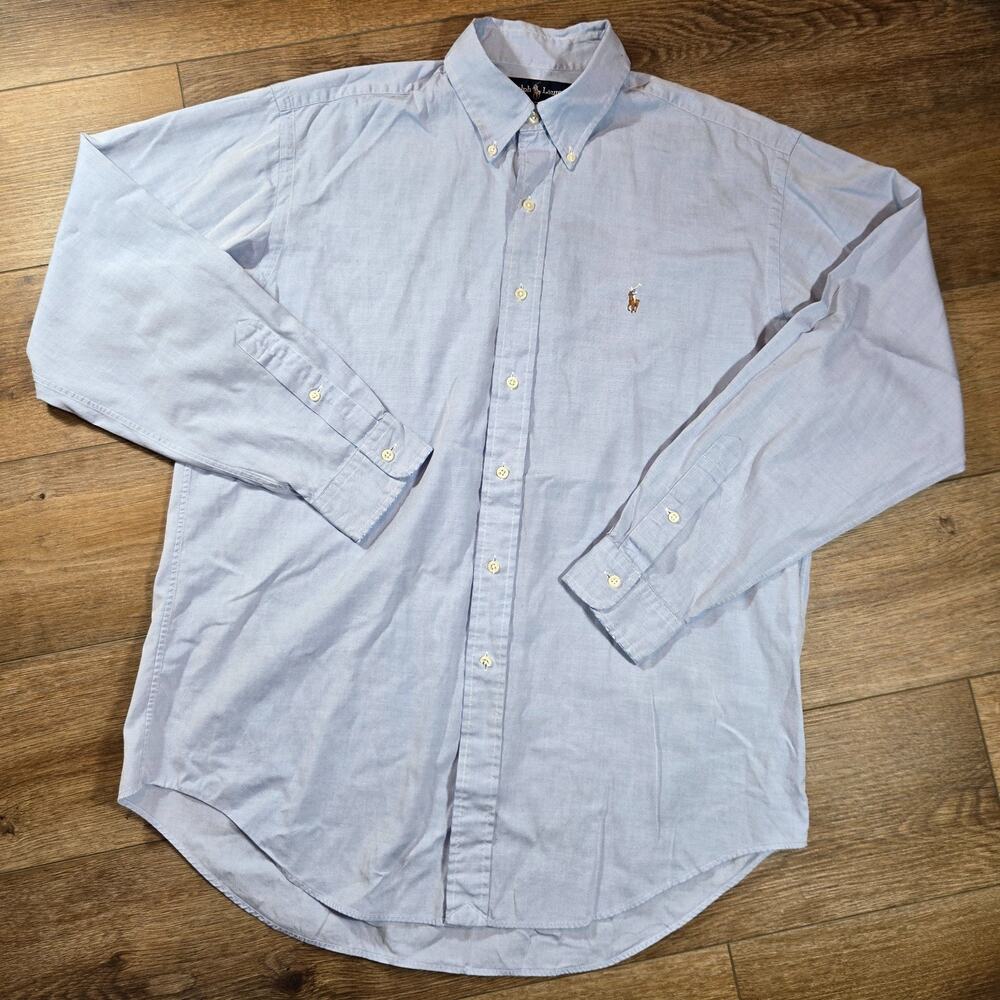 Vintage Polo Ralph Lauren Yarmouth Shirt Mens 16 35 Blue Oxford Cotton Flesh